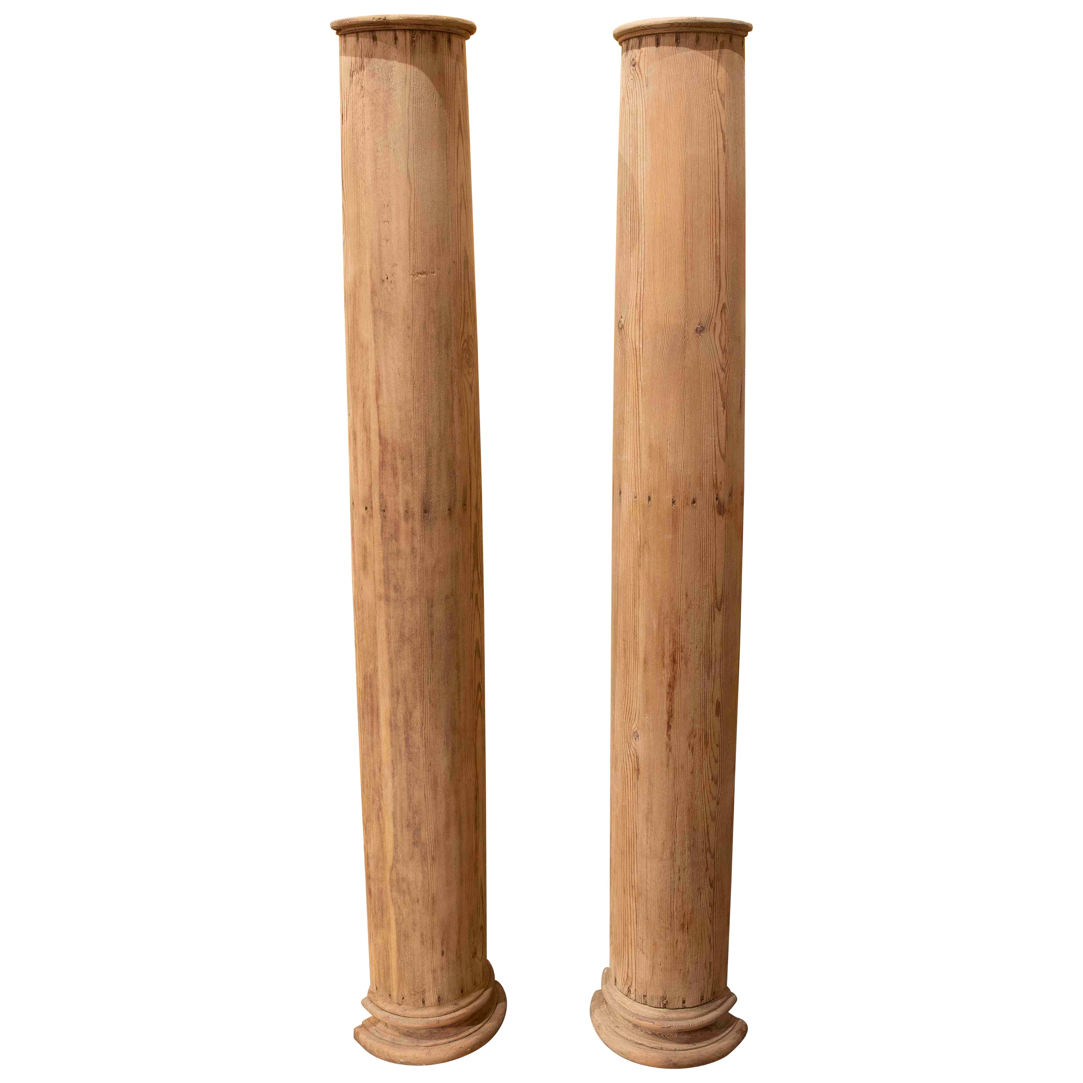 1980s Pair of Decorative Wooden Half Columns with Interior Compartment For Sale