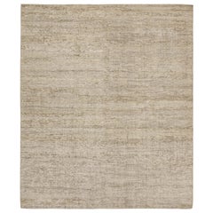 Tapis contemporain de Rug & Kilim à rayures beige et grises ton sur ton