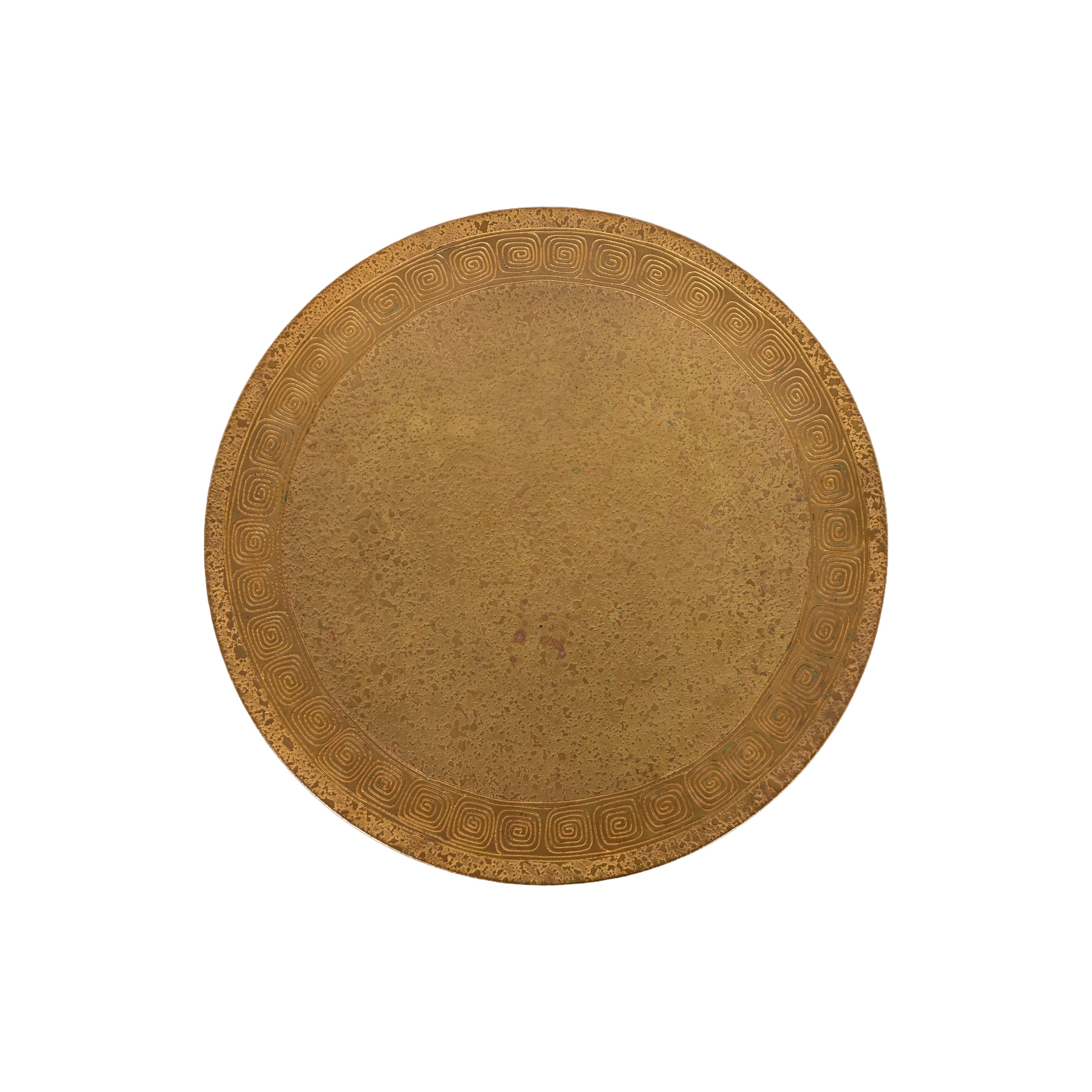 Tiffany Studios New York Greek Key Bronze Doré Footed Charger Plate or Tazza