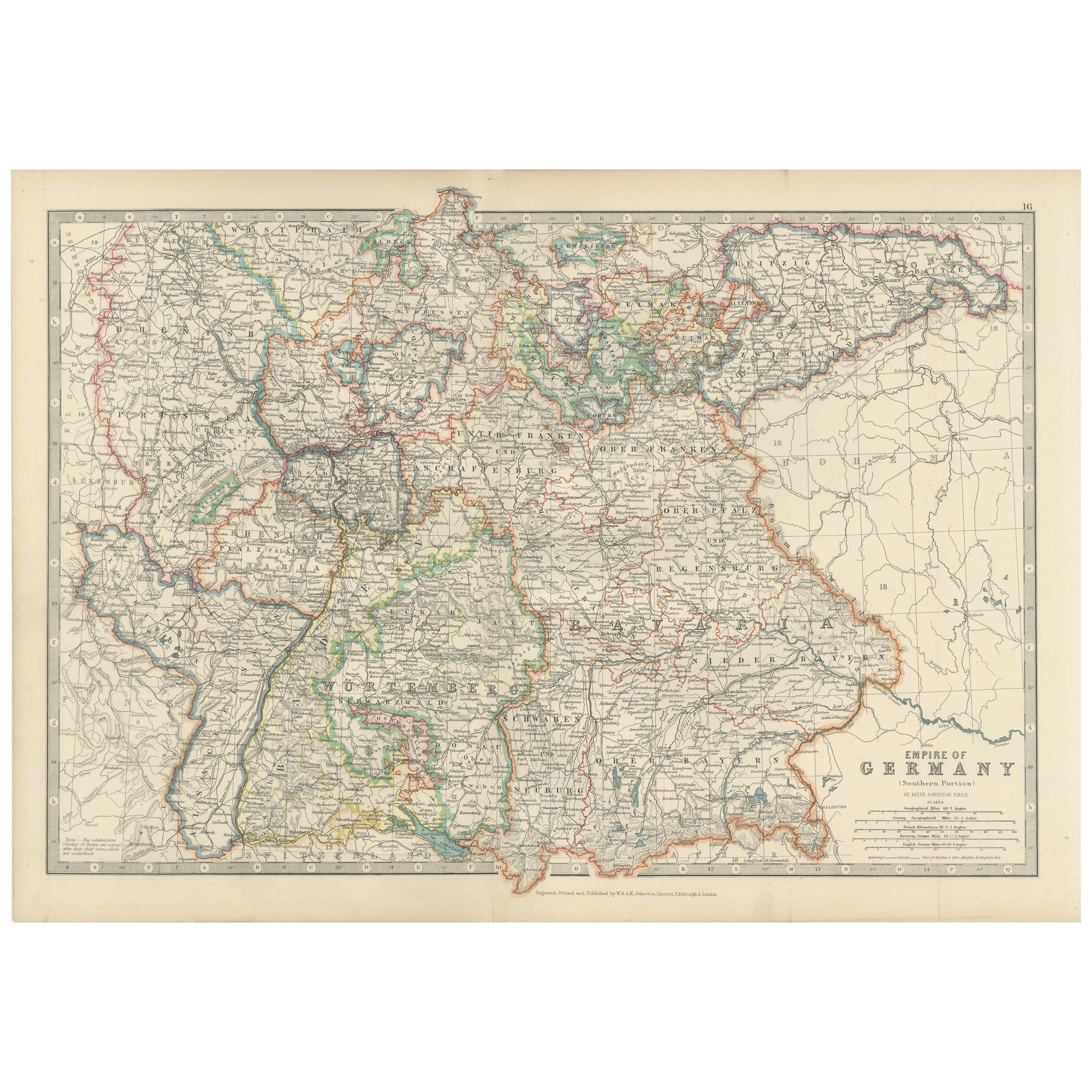 Carte ancienne de l'Empire allemand, 1903, avec des frontières provinciales complexes