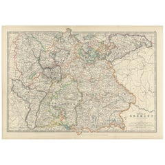 Antique Map of the German Empire, 1903, with Intricate Provincial Boundaries