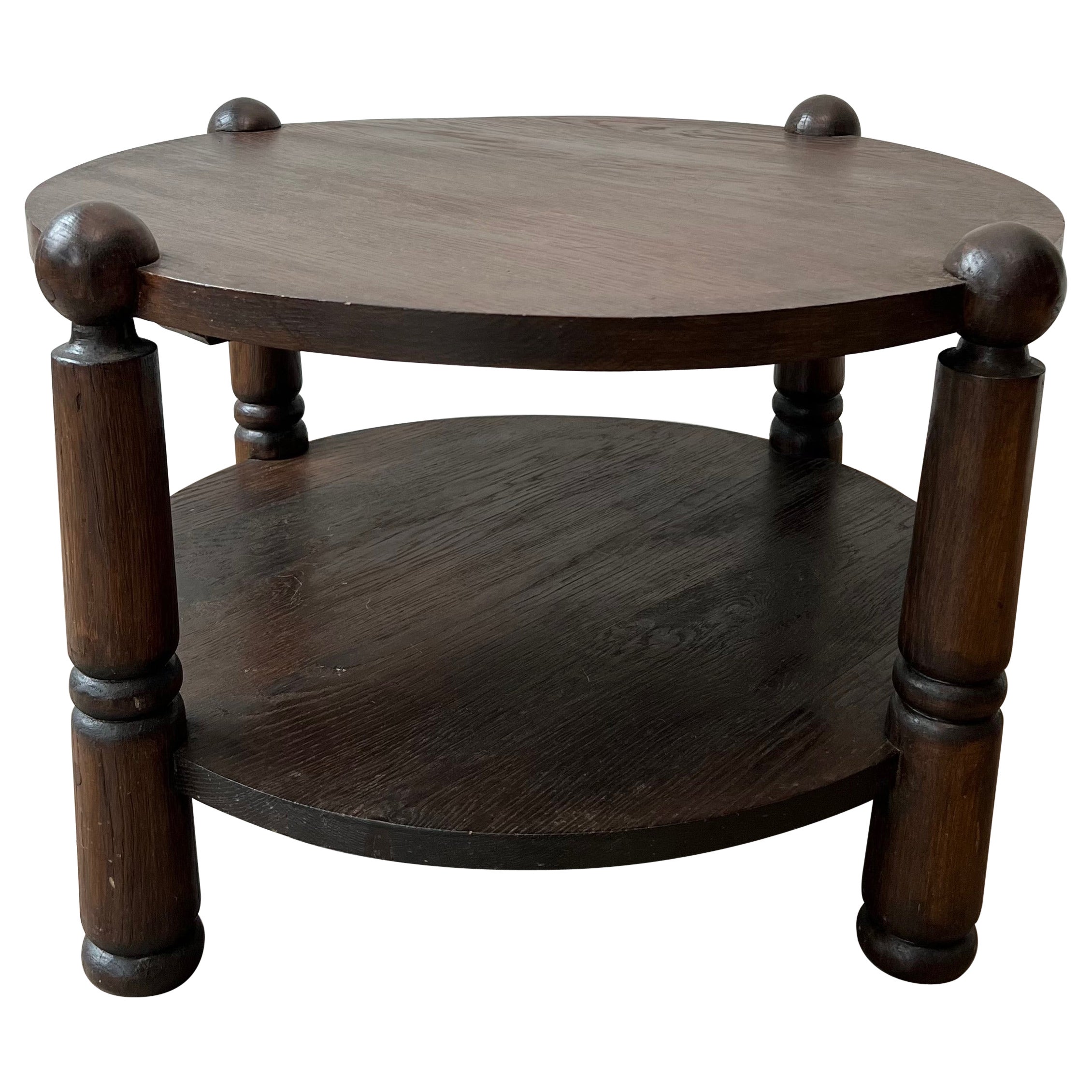 Brutalist Solid Oak Coffee Table by Charles Dudouyt
