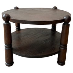 Brutalist Solid Oak Coffee Table by Charles Dudouyt