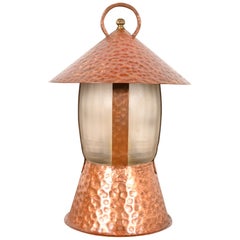 Roycroft Style Antique Arts & Crafts Hammered Copper Desk Lamp, 1930s