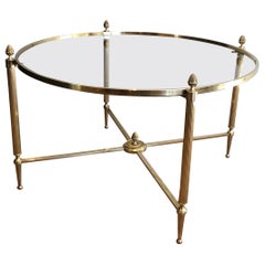 Round Brass Coffee Table by Maison Baguès