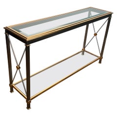 Large Neoclassical Style Gilt Brass and Gun Metal Console Table