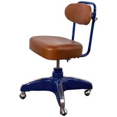 Retro 1950s Cosco Steno Chair, Refinished in Steel and Leather