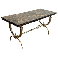 Raymond Subes Brass and Marble Neoclassical Style Coffee Table