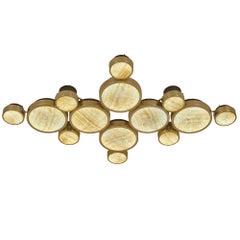 Gran Costellazione, Gemini, Brass Onyx Flush Mount Chandelier Piattelli design