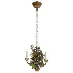 Vintage Italian Tole Floral Bouquet Chandelier