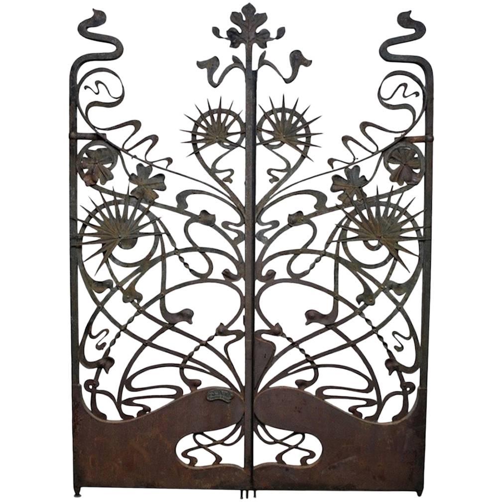 Monumental Art Nouveau Iron Gates, France, circa 1900, after Ernest Blérot