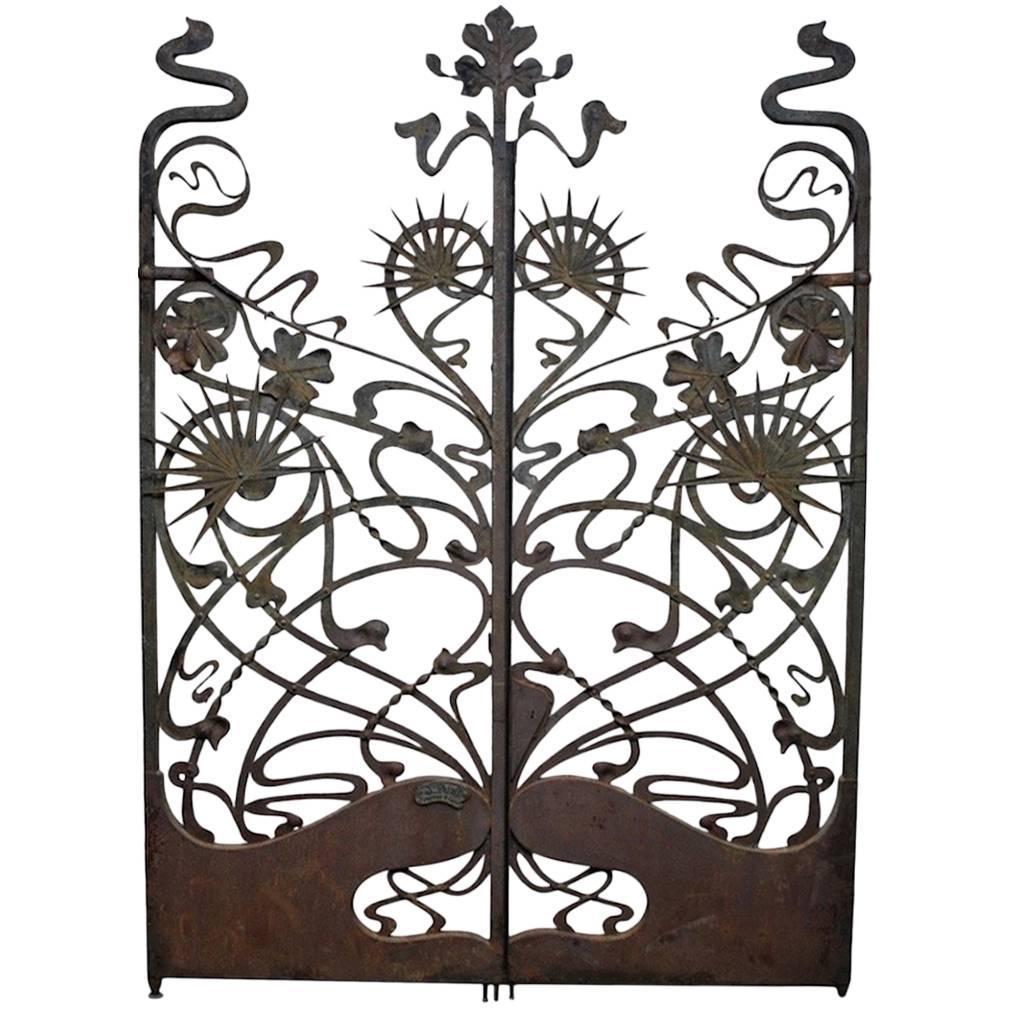 Monumental Art Nouveau Iron Gates, France, circa 1900, after Ernest