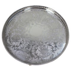 Viners of Sheffield Silver-Plated Gallery Tray – Alpha Plate, Hand Chased