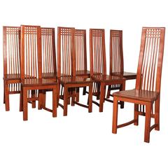 Vintage Mackintosh Style High Back Teak Dining Chairs