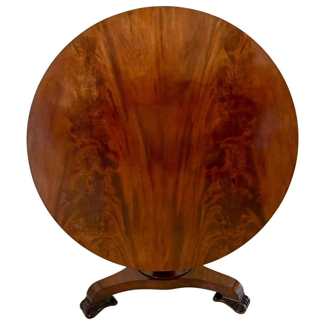 Mesa de Comedor Circular Antigua Regencia 6 Plazas Caoba Figurada de Calidad en venta
