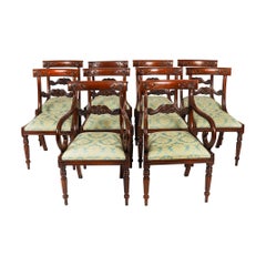 Vintage Set 10 Mahogany Regency Revival Bar Back Dining Chairs 20th Century