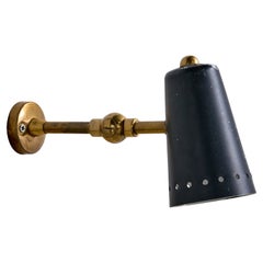 Italian Designer, Wall Light, Brass, Metal, Italy, 1950s