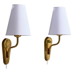 Fog & Mørup, Wall Lights, Brass, Fabric, Denmark, 1950s