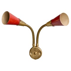 Swedish Designer, Wall Light, Brass, Metal, Sweden, 1950s