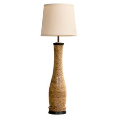 American Designer, Floor Lamp, Cork, Wood, Brass, Fabric, USA, 1970s