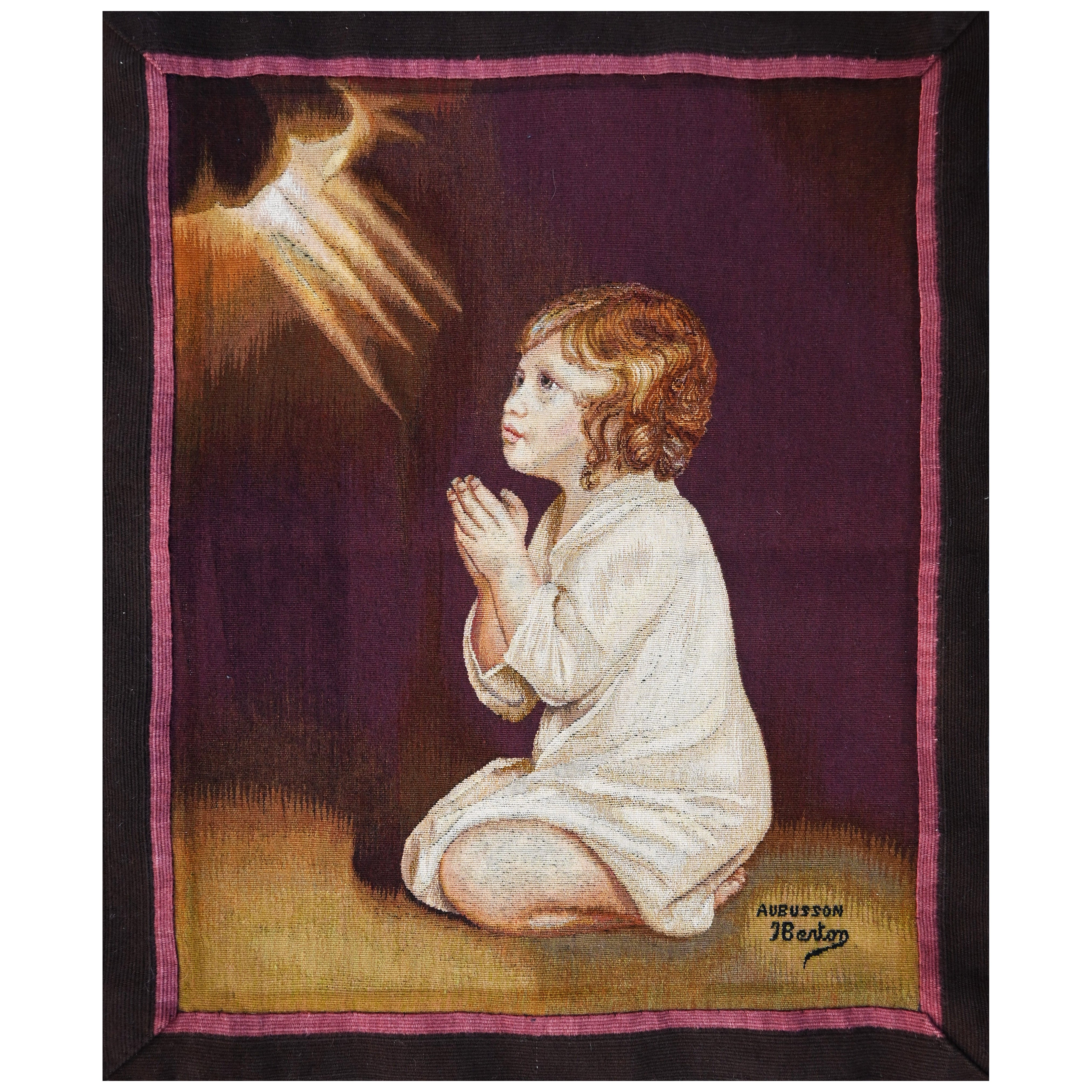 El pequeño Samuel según Sir Joshua REYNOLDS, tapiz francés BERTON Aubusson N° 1542 en venta