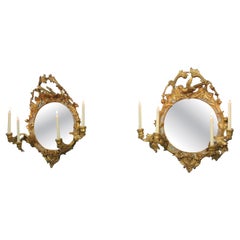 Fine Pair of 19th Century Girandole Circular Mirrors c. 1840