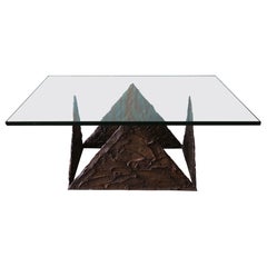 Vintage Glass and Goop Resin Coffee table in the manner of Paul Evans