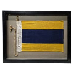 Nautical Signal Flag of Letter "D" in Shadowbox Frame