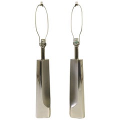 Pair of Polished Nickel Table Lamps Designed by Laurel Lamp Company
