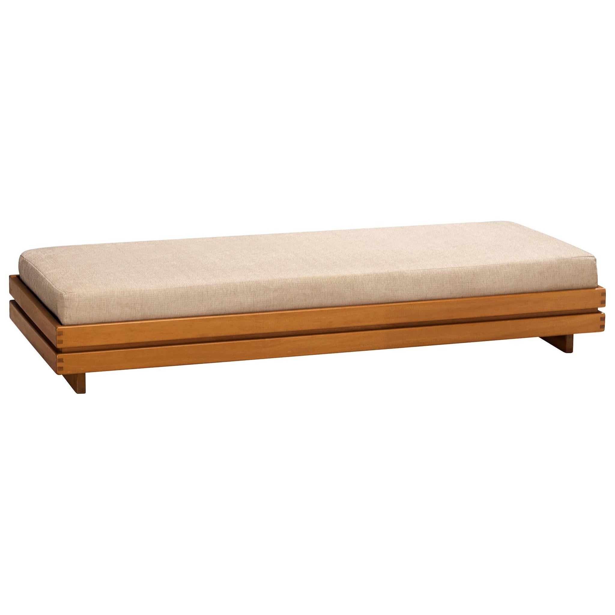 Maison Regain Daybed in Solid Elm and Beige Upholstery