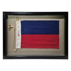 Nautical Signal Flag of Letter "E" in Shadowbox Frame