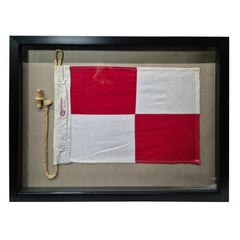 Nautical Signal Flag of Letter "U" in Shadowbox Frame