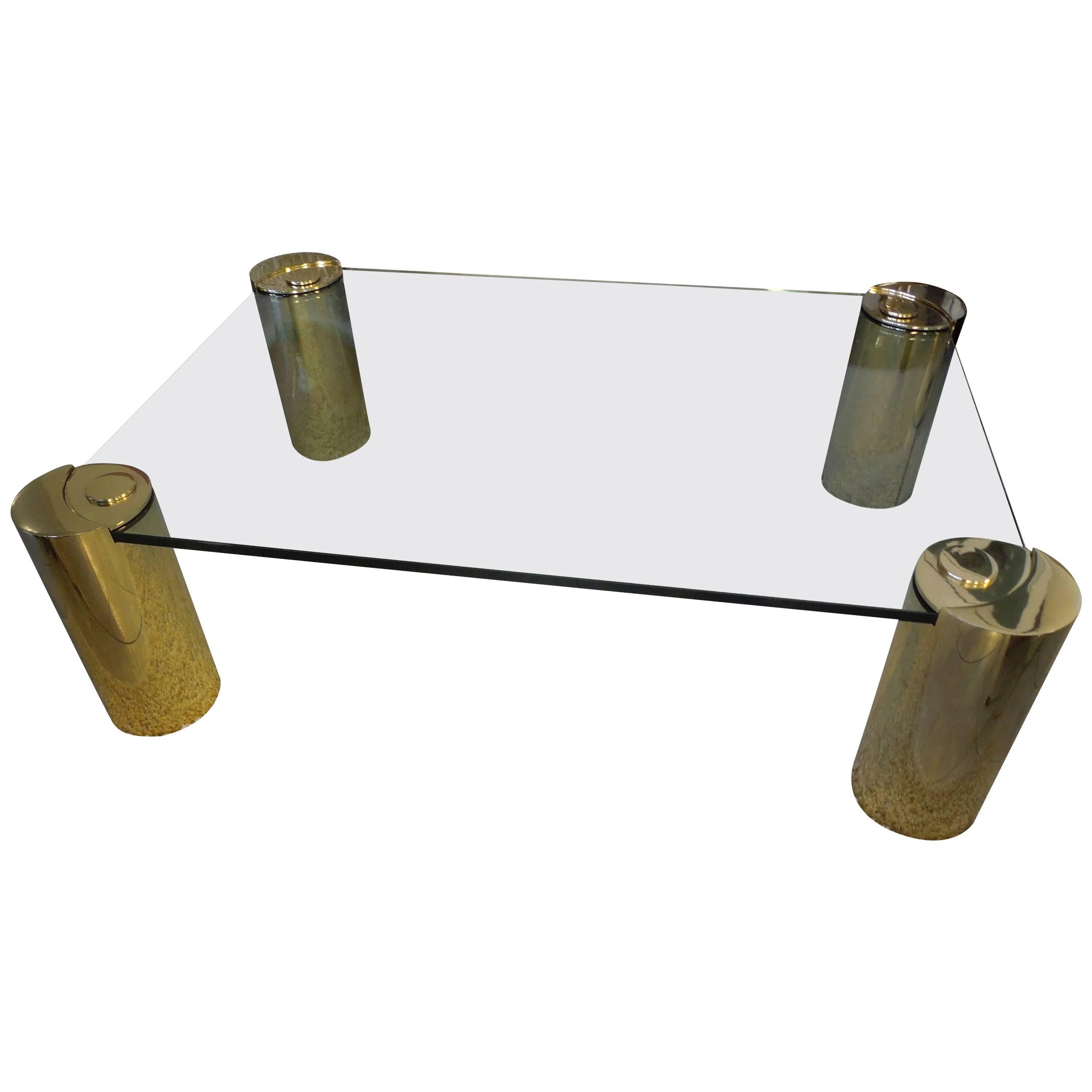 Exceptional 80s Brass and Glass Coffee Table Attributed to Karl Springer