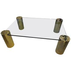 Exceptional 80s Brass and Glass Coffee Table Attributed to Karl Springer