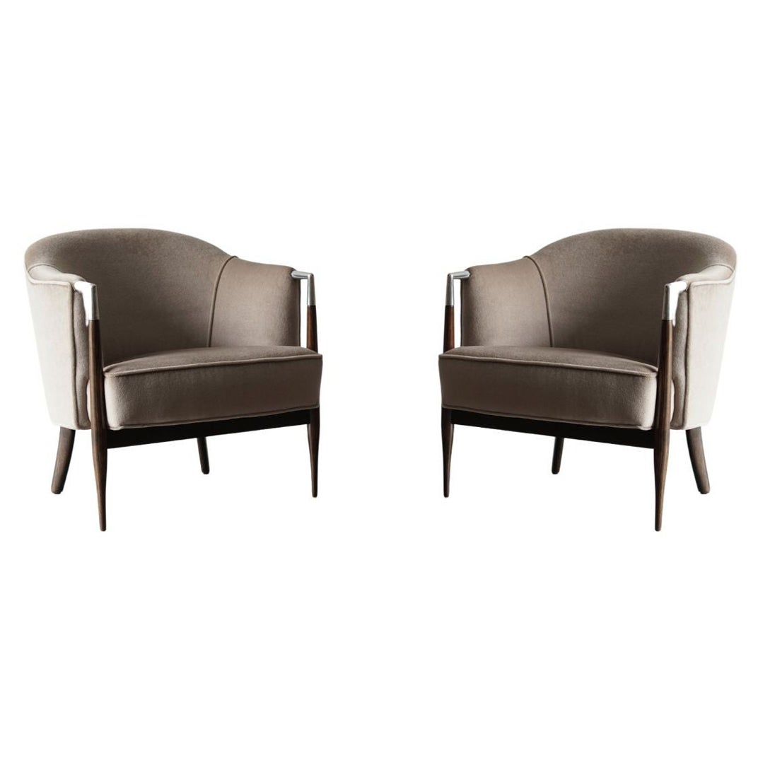 Set of MCM Lounge Chairs in Mohair, C. 1960s