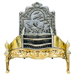 Antique 19th Century Regency Polished Brass Fire Grate.