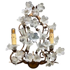 Murano Glass Wall Lamp with Gold Coated Forged Metal Base from the 1950s