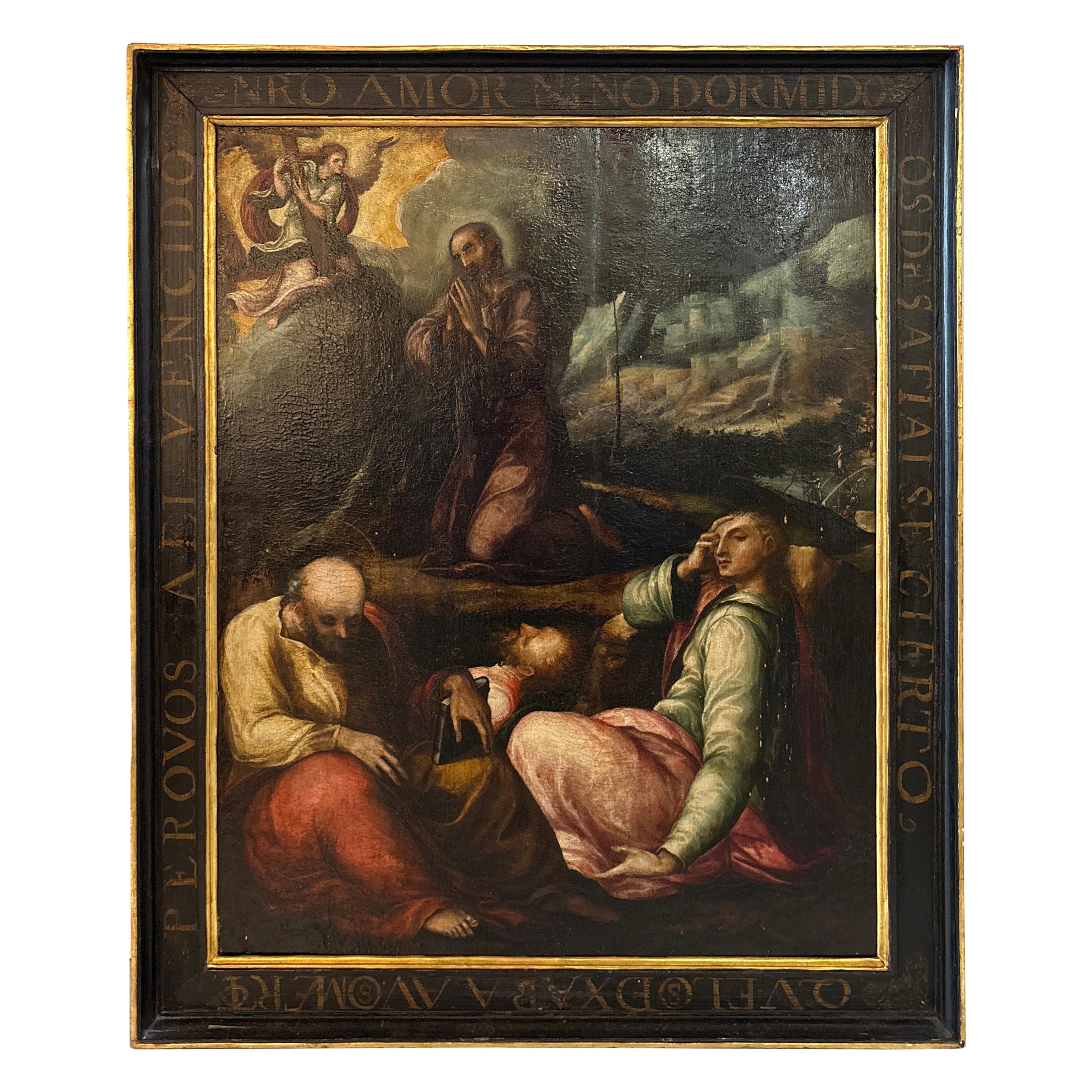 A 15th Century Oil Painting Depicting The Agony In The Garden