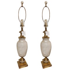Neoclassical Style Bronze Rock Crystal Lamps - Set of 2