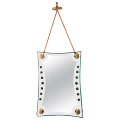 Mid-Century Modern "Verde Nilo" Wall Mirror by Cristal Arte – Brass and Glass
