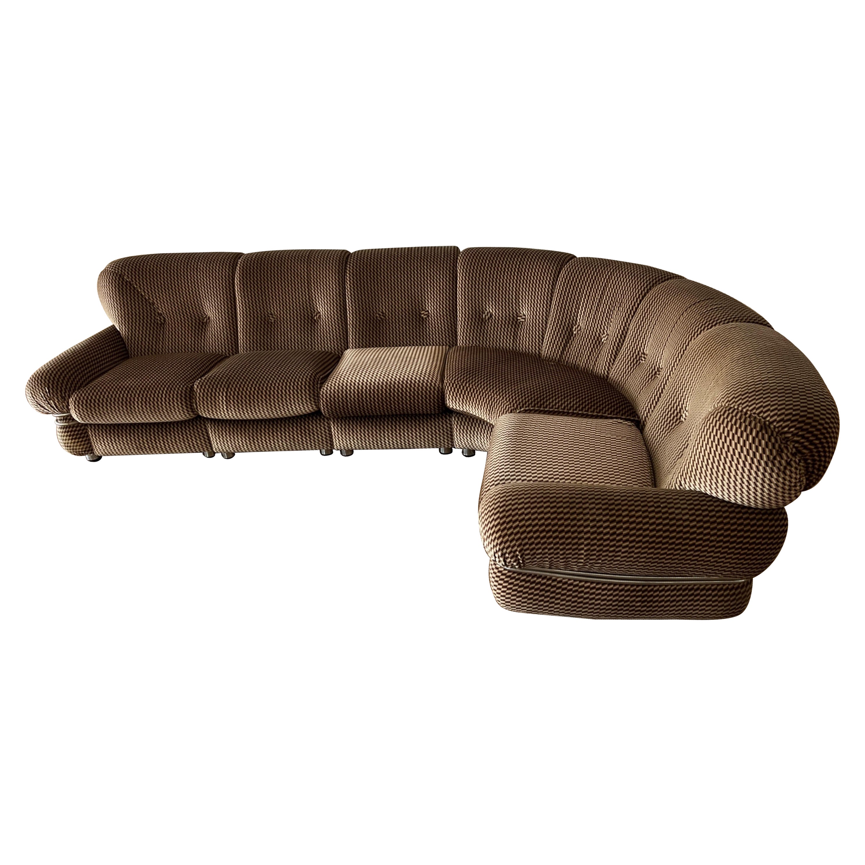 Modular Sofa Attributed to Adriano Piazzesi Original 1970s Brown Velvet