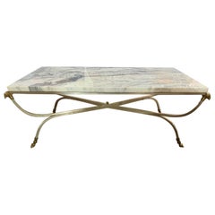 Italian Mid-Century Jansen Style Coffee Table with Marble Top