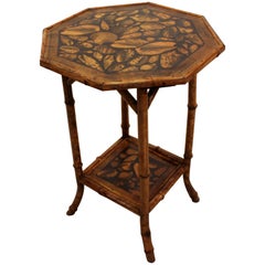 Circa 1880s Octagonal Top 2-Tier English Bamboo Table