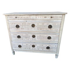 Antique Italian Bleached Walnut Commode / Chest of Drawers With Inlay, Ca. 1810