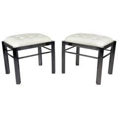 Vintage Pair of Stools or Benches in Polished Black Nickel, 1970s