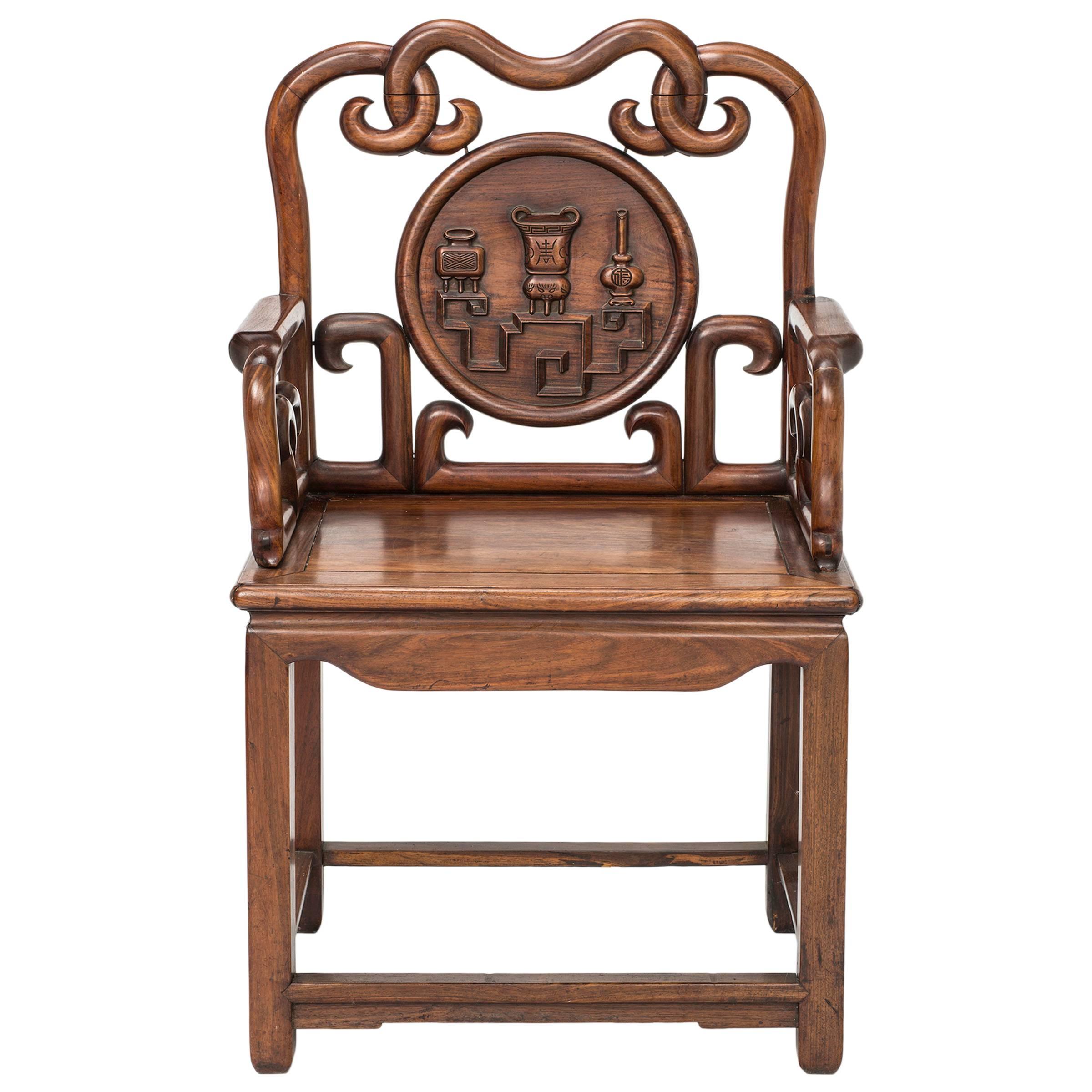 Rosewood Chinese Carved Armchair