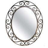 A French Art Deco Openwork Iron Oval Mirror in the Style of Edgar Brandt