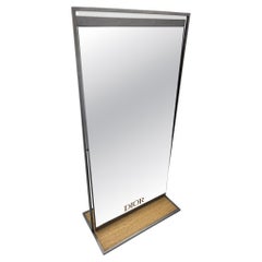 Miroir Christian Dior en métal gris socle bois mélaminé Francais Moderne
