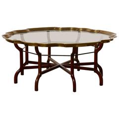 Baker Brass and Glass Round Tray Top Coffee Table 