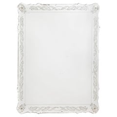 Rectangular Italian Mid-Century Cristal Mirror with Stylized Decoration 1950s